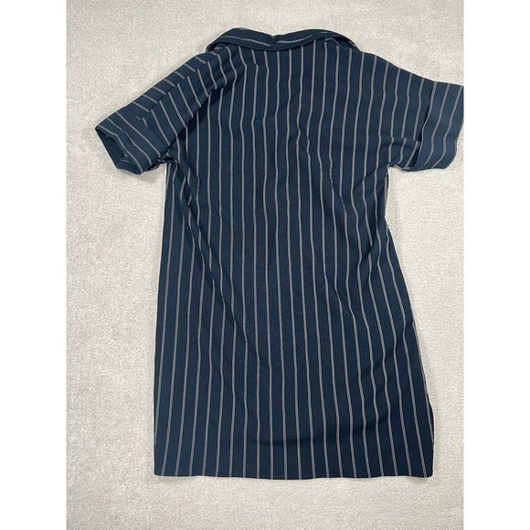 Chicos Travelers Womens Small Navy Blue White Striped Short Sleeve Tunic Shirt - Picture 2 of 8